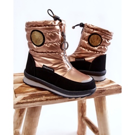 Botas altas para la nieve aisladas con lana dorada negro 2