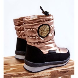 Botas altas para la nieve aisladas con lana dorada negro 3
