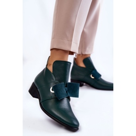 Zapatos de piel con lazo de ante, verde. 2