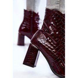 PA2 Botas De Mujer Lacadas Con Tacón De Cocodrilo Burdeos Alva rojo 7
