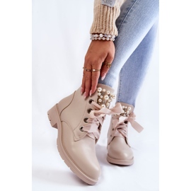 FB2 Botas de piel con aislamiento y cremallera con perlas Raiso Beige 1 FB2 Botas de piel con aislamiento y cremallera con perlas Raiso Beige 1