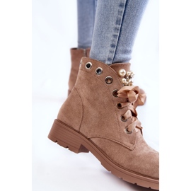FB2 Botas Cálidas Con Cremallera De Ante Raiso Beige Oscuro Con Perlas 5