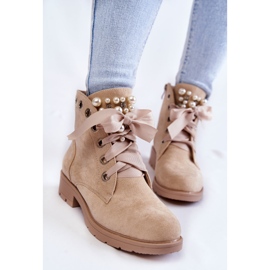 FB2 Botas Abrigadas Ante Cremallera Con Perlas Beige Raiso 5