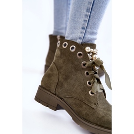 Botas De Ante Con Cremallera Aislante Y Perlas, Perla Verde 4