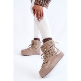 PM1 Botas De Nieve Con Cordones De Mujer Beige Carrios 7