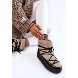 PM1 Botas De Nieve Con Cordones De Mujer Beige-Negro Carrios 7