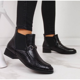 Botín Chelsea lacado Filippo W PAW269 negro 2