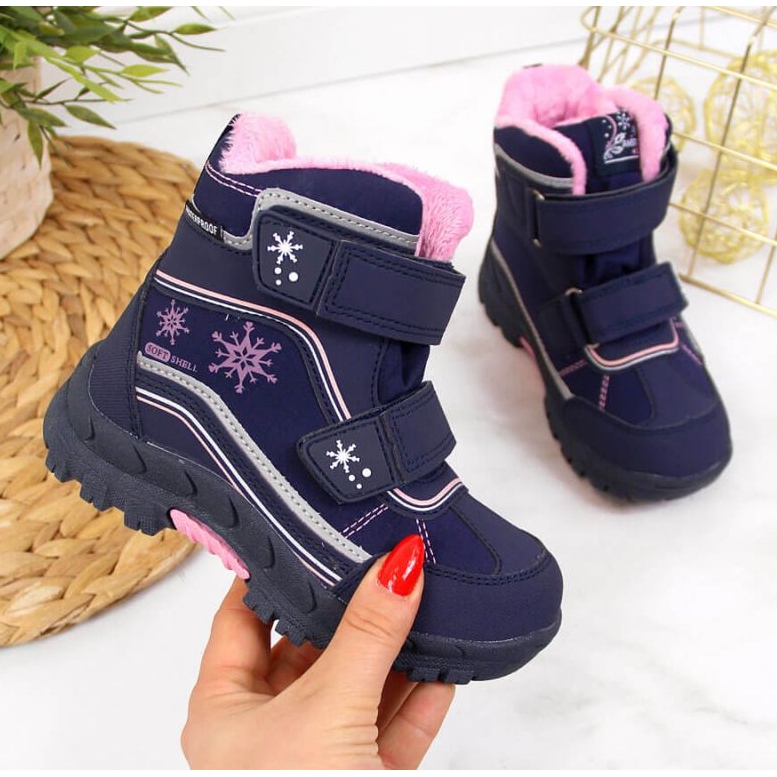 Botas de nieve impermeables Velcro American Club Jr AM852A azul 1