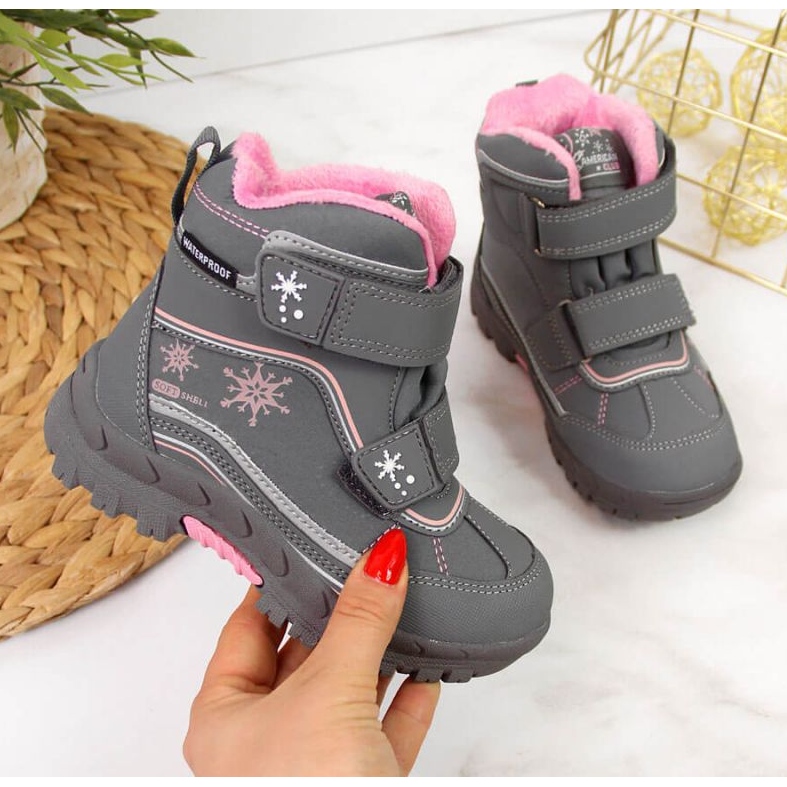Botas de nieve impermeables Velcro American Club Jr AM852B gris 1