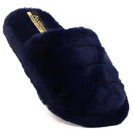 T.Sokolski Zapatillas de estar por casa de felpa azul marino para mujer T. Sokolski 1