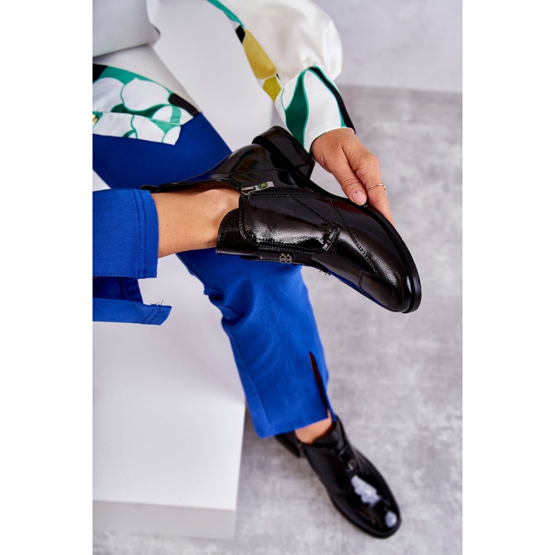 S.Barski Botines Charol Con Adorno, Negro 1