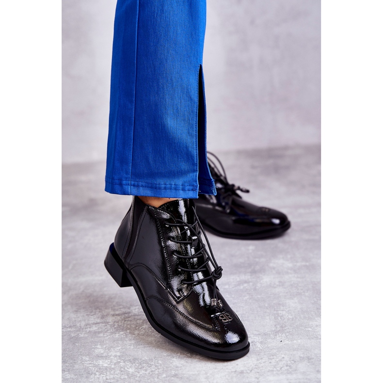 S.Barski Botines Charol Con Adorno, Negro 2