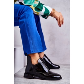 S.Barski Botines bajos de charol con cremallera, negro 7