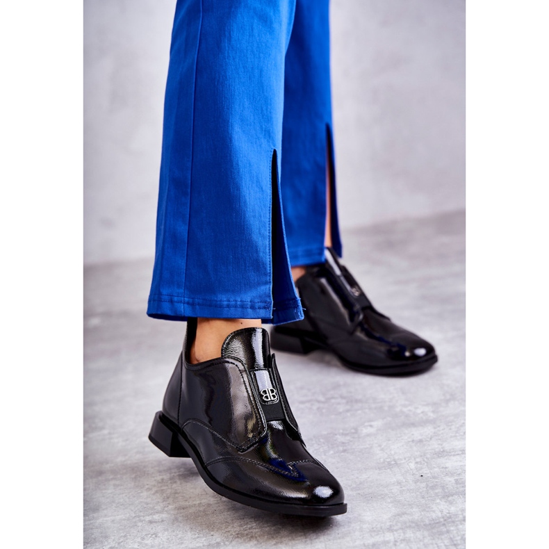 S.Barski Botines bajos de charol con cremallera, negro 1