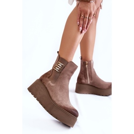 PL5 Botas De Ante De Mujer En Una Plataforma Masiva Marrón Claro Savira 4