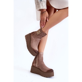 PL5 Botas De Ante De Mujer En Una Plataforma Masiva Marrón Claro Savira 3