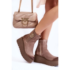 PL5 Botas De Ante De Mujer En Una Plataforma Masiva Marrón Claro Savira 5