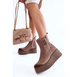 PL5 Botas De Ante De Mujer En Una Plataforma Masiva Marrón Claro Savira 6