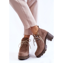 Botas Mujer Ante Atadas Marrón Claro Marianne 7