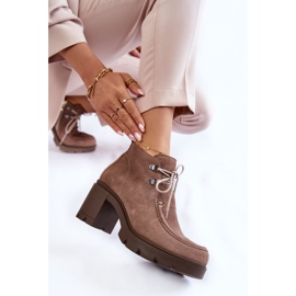 Botas Mujer Ante Atadas Marrón Claro Marianne 9