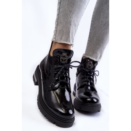 Botas Lacadas De Mujer Con Tacón Plano Negro Charline 4