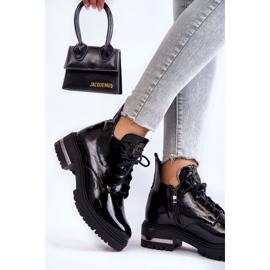 Botas Lacadas De Mujer Con Tacón Plano Negro Charline 5