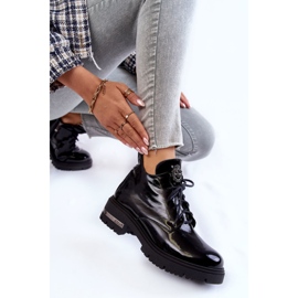 Botas Lacadas De Mujer Con Tacón Plano Negro Charline 7
