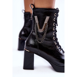 FILIPCZYK Botines de cuero aislados de moda con decoración, negro 4