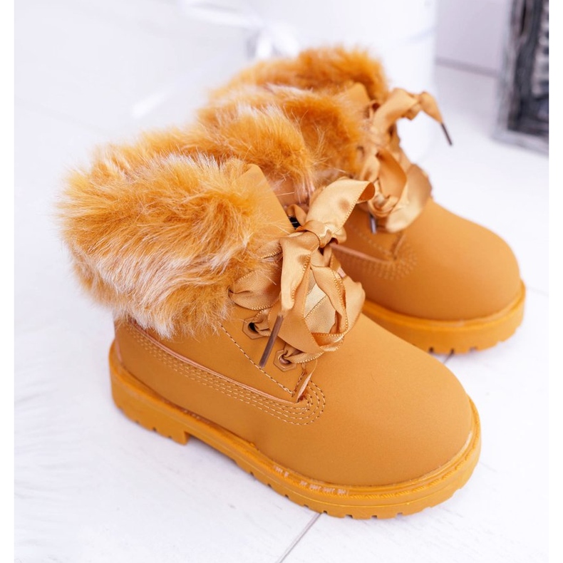 Botas Infantiles Cazadoras Abrigadas Con Piel Camel Tesoro marrón 1
