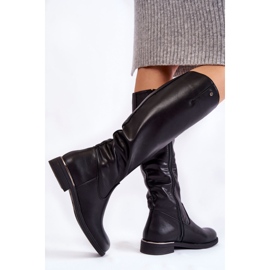 Sergio Leone Botas Mujer Piel Tacón Plano Negro Asturio 4