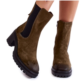 Vinceza Botines de mujer en ante con cremallera Liris verde 6
