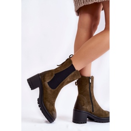 Vinceza Botines de mujer en ante con cremallera Liris verde 4