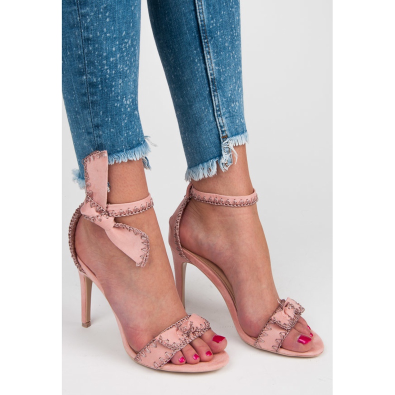 Vices Sandalias De Tacón Alto Con Lazo rosado 1 Vices Sandalias De Tacón Alto Con Lazo rosado 1