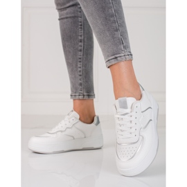 Zapatillas blancas Shelovet para mujer con suela gruesa. blanco plata 1