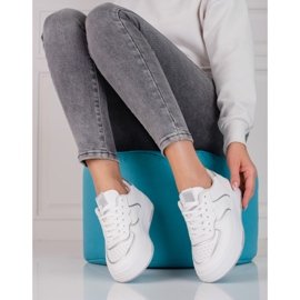 Zapatillas blancas Shelovet para mujer con suela gruesa. blanco plata 2