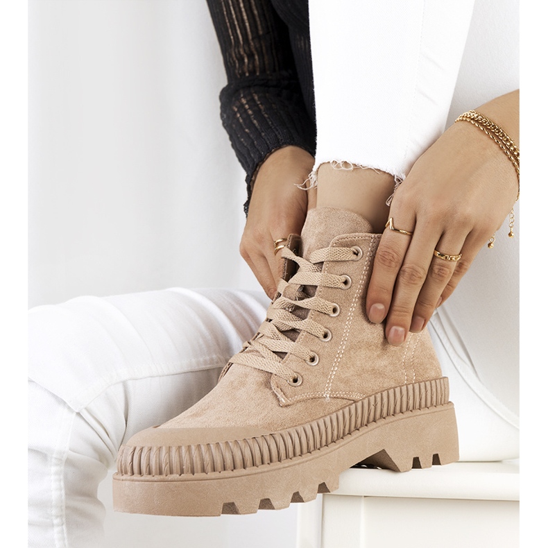 Deportivas Devost de ante ecológico marrón beige 1 Deportivas Devost de ante ecológico marrón beige 1