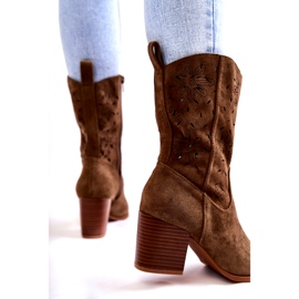 FB1 Botas Cowboy Mujer Ante Flores Caqui Ariane B-819 verde 2