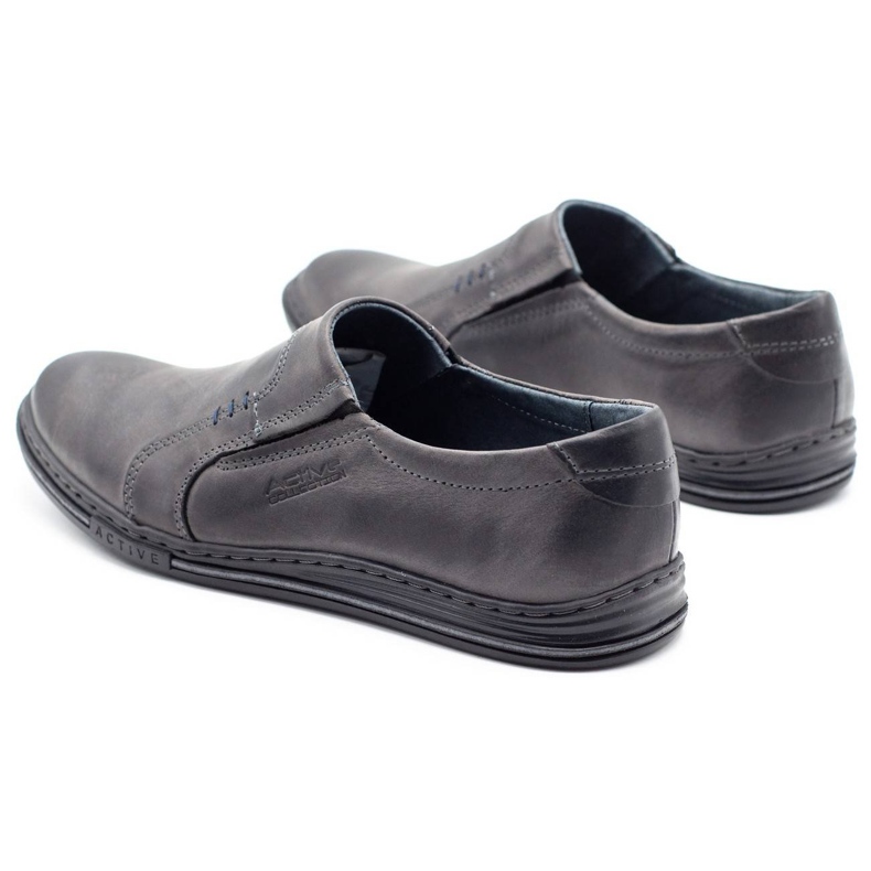 Polbut Zapatos de hombre cómodos fabricados en piel 334, gris. 1