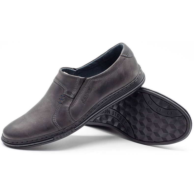 Polbut Zapatos de hombre cómodos fabricados en piel 334, gris. 3