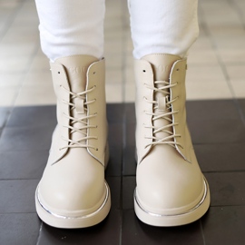 Botas de piel con cordones y cremallera, con aislamiento beige Goe II2N4015 7