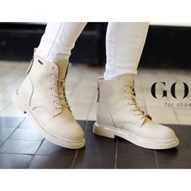 Botas de piel con cordones y cremallera, con aislamiento beige Goe II2N4015 6
