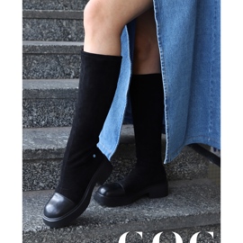 Negro Botas sin cordones de mujer Goe de cuero KK2N4058 7