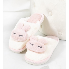 Pantuflas rosas con conejo Conejo blanco 2