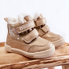 Botas Abrigadas Infantiles Con Velcro Big Star KK374189 Beige-Oro marrón 4