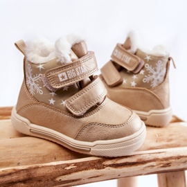 Botas Abrigadas Infantiles Con Velcro Big Star KK374189 Beige-Oro marrón 5