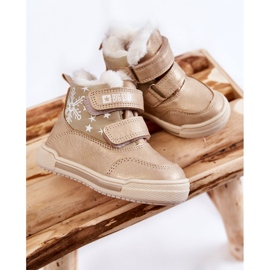 Botas Abrigadas Infantiles Con Velcro Big Star KK374189 Beige-Oro marrón 8