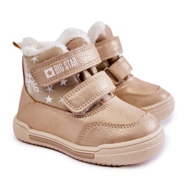 Botas Abrigadas Infantiles Con Velcro Big Star KK374189 Beige-Oro marrón 7