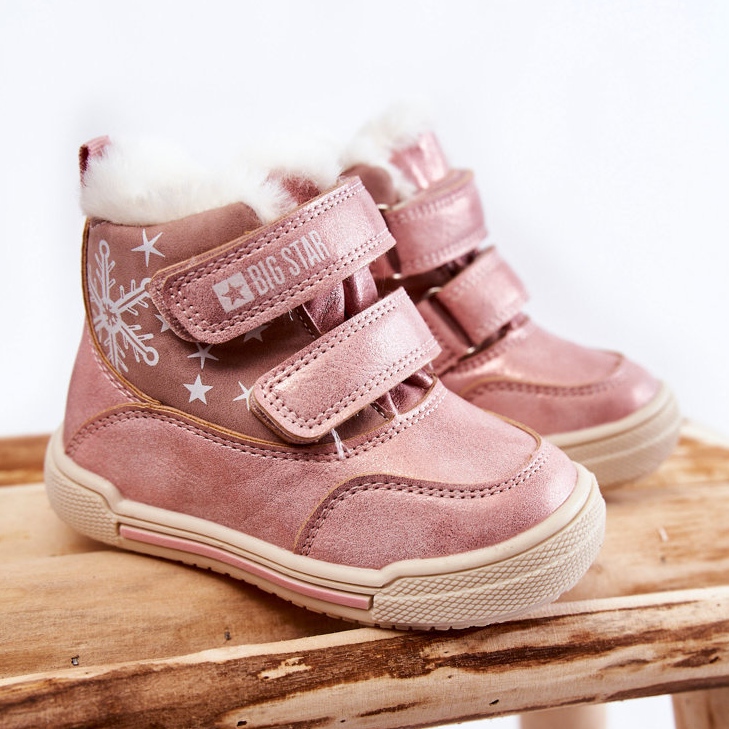 Botas Abrigadas Infantiles Con Velcro Big Star KK374188 Rosa rosado 1