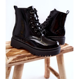 Vinceza Botas Infantiles Lacadas Con Cremallera Julie Negro 4