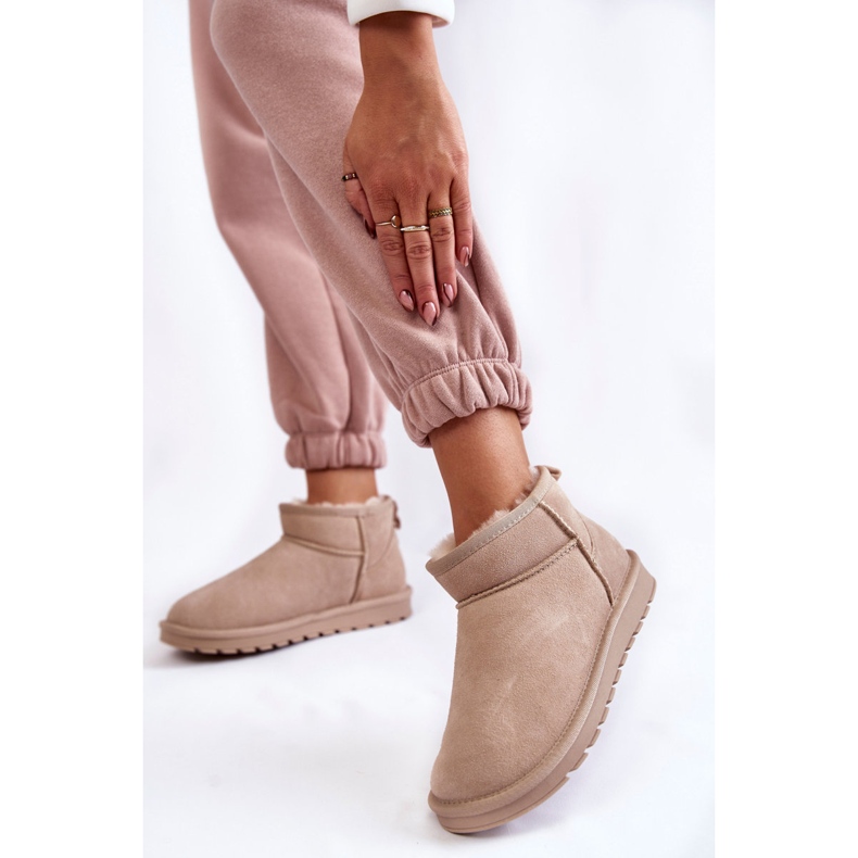 FS1 Botas De Nieve Bajas De Ante Para Mujer Shelie Beige Claro 2
